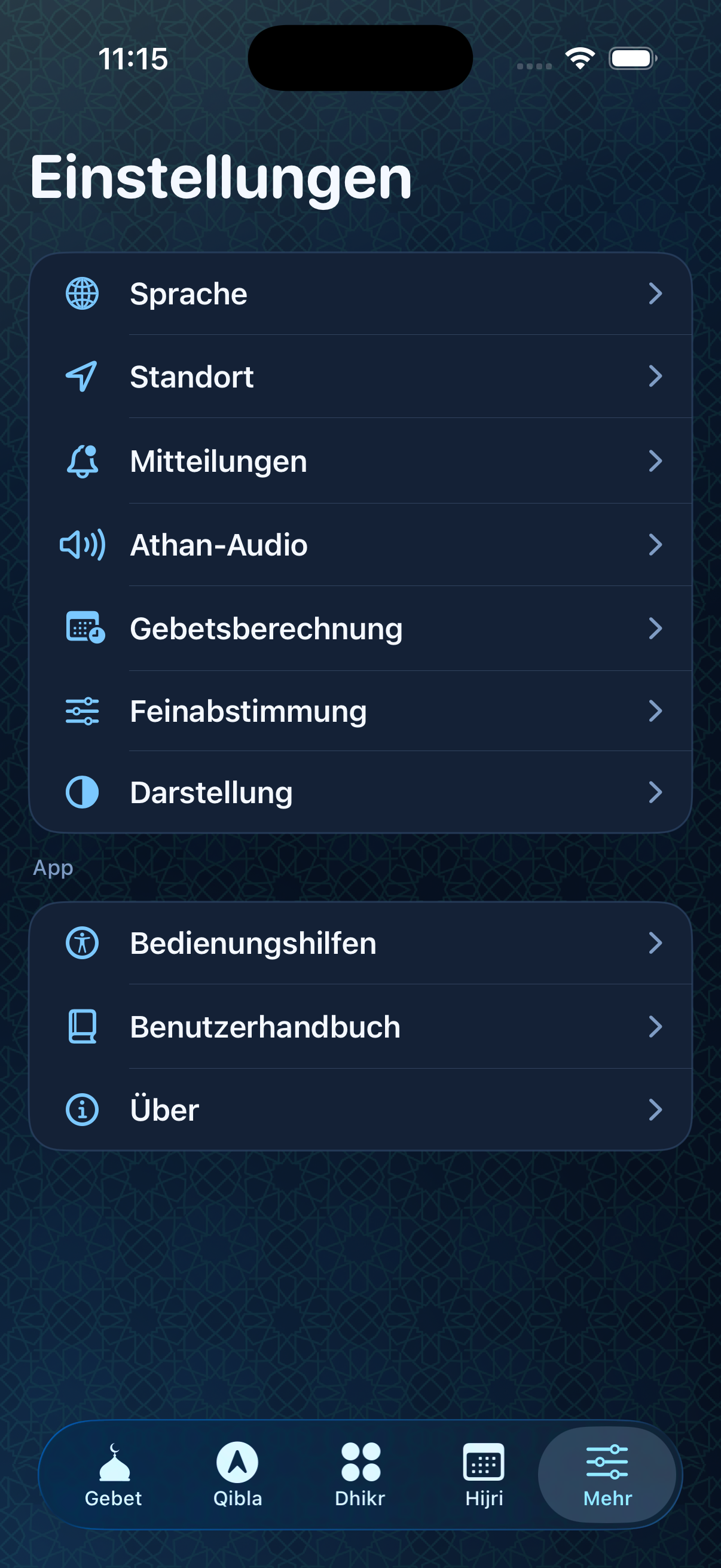 Settings Display