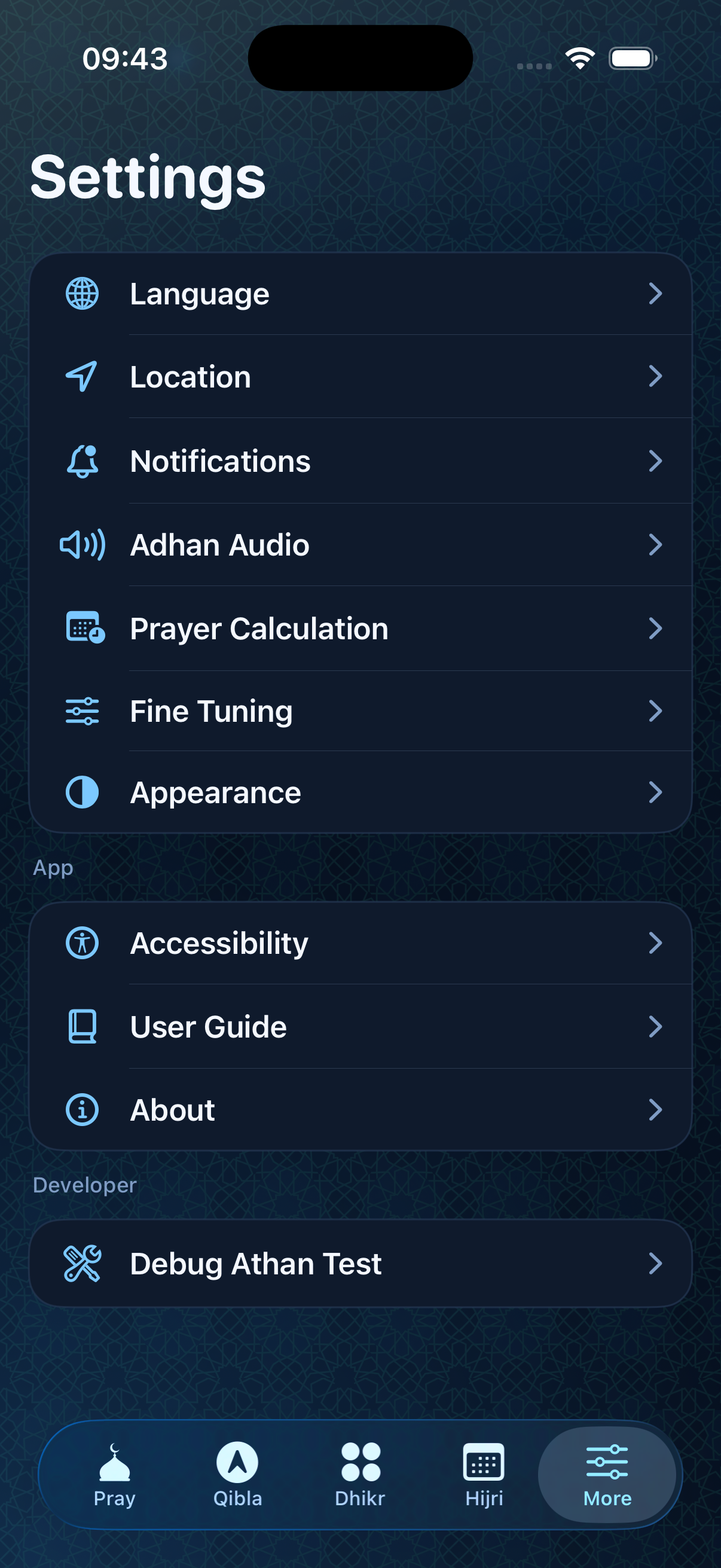 Settings Display