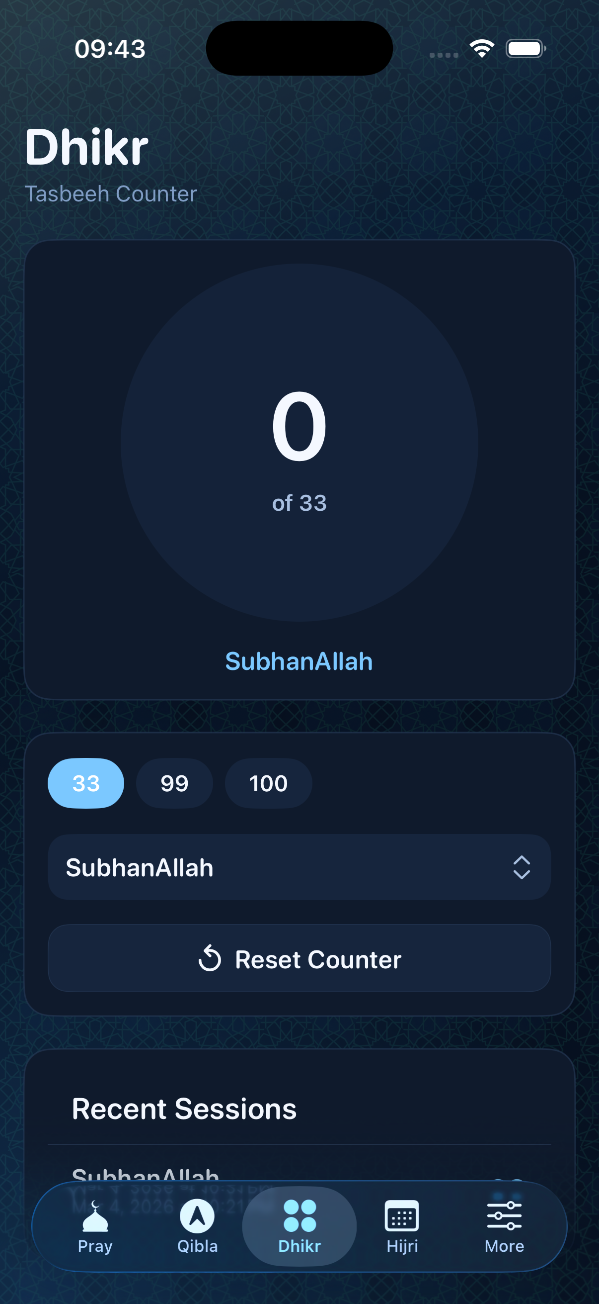 Tasbeeh Counter Display